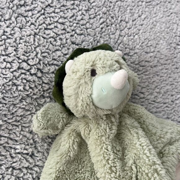 Linzy Dinosaur Baby Lovey Plush Rattle Green Mint Security Blanket Rhino 14" - Picture 3 of 10